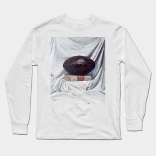 Rugby Ball on White Long Sleeve T-Shirt